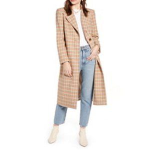 Single Breasted Plaid Wool Blend Topper NWT